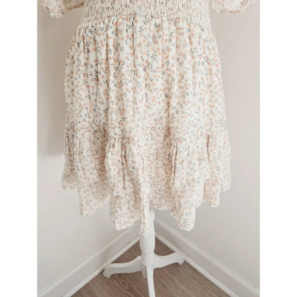 Cleobella Sadie Cotton Floral Hannah Ann Sluss Cottagecore Peasant Mini Dress M